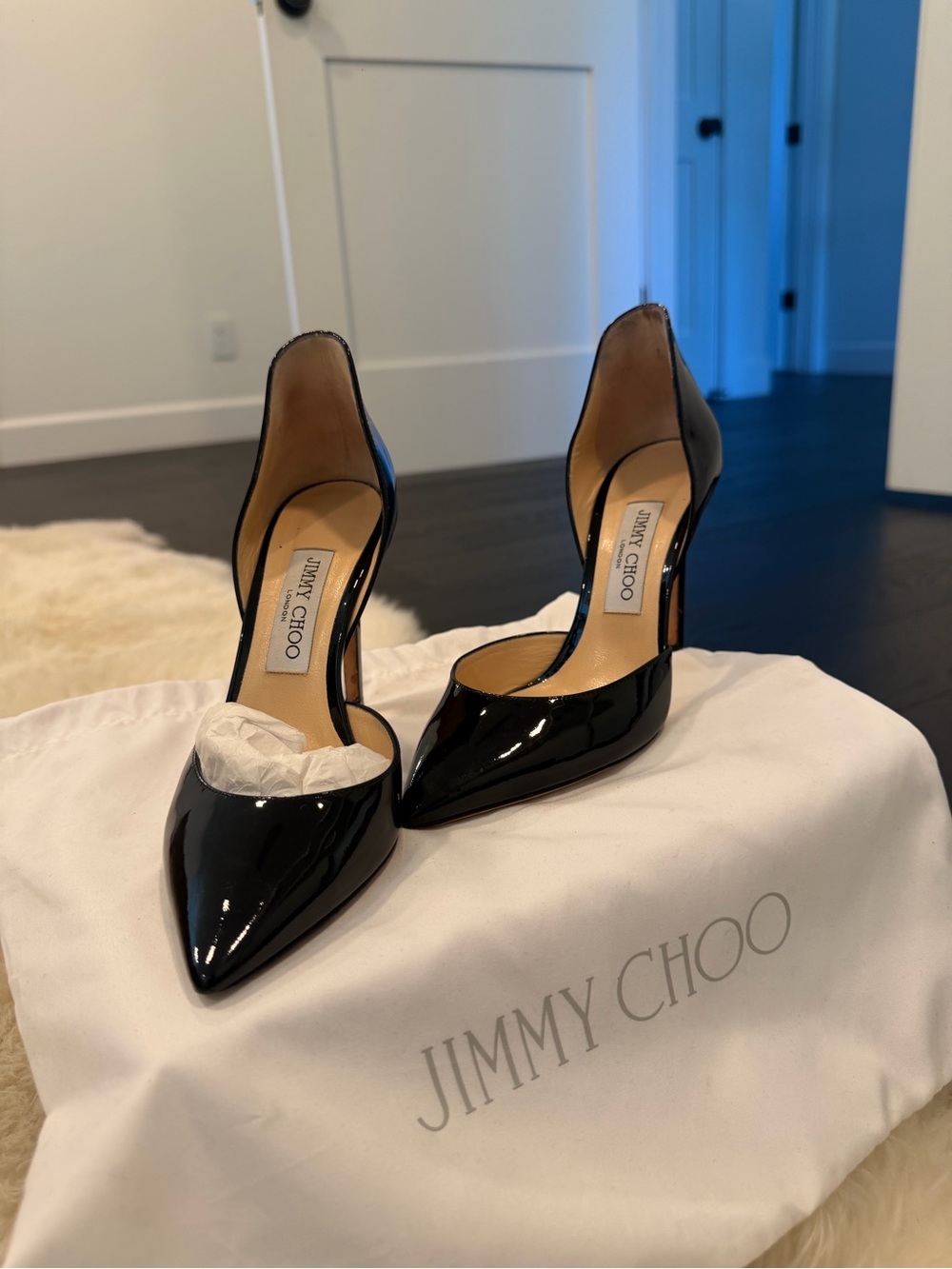 Jimmy Choo Black Patent Leather Pointed Toe Stilettos - Picture 3 of 6